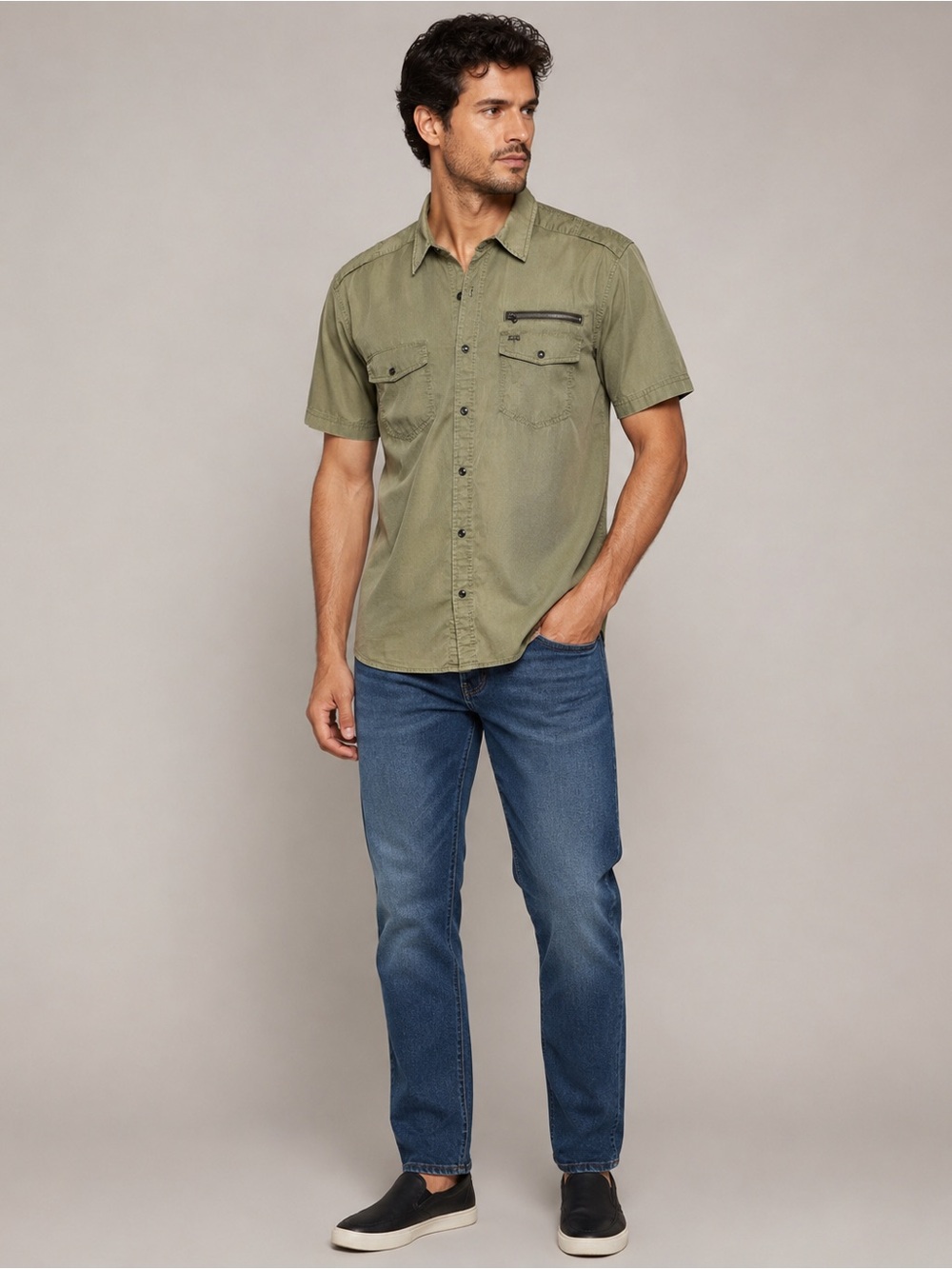 REI Olive Green Short-Sleeve Shirt